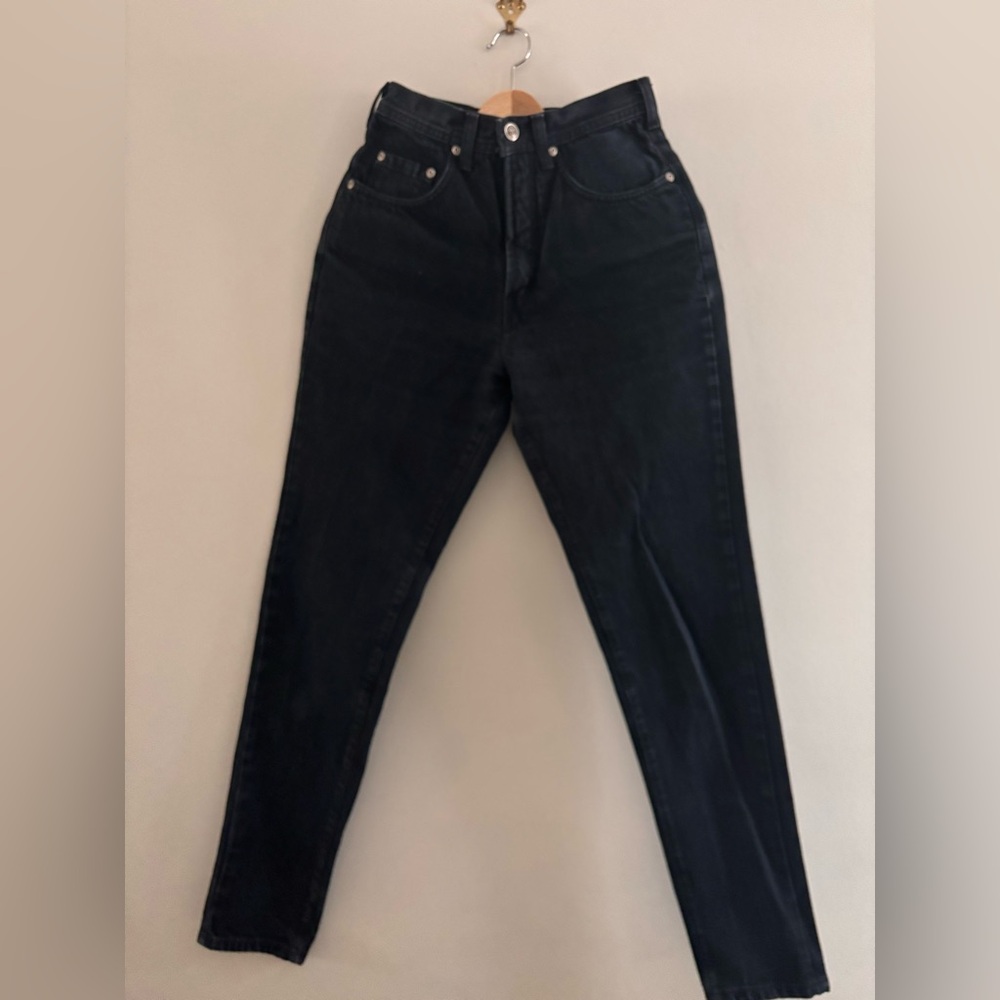 VINTAGE 90s Santana Jeans Black High Waisted Tapered Leg 27